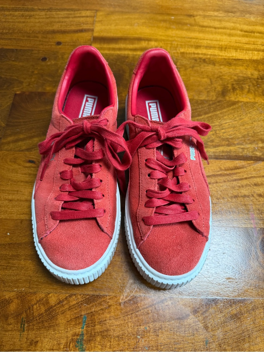 Puma Red Suede Low-Top Sneakers